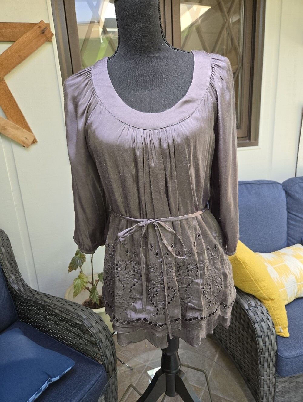 Moon Collection - Live In California Silky Gunmetal Grey Tunic - Size M - Picture 1 of 6